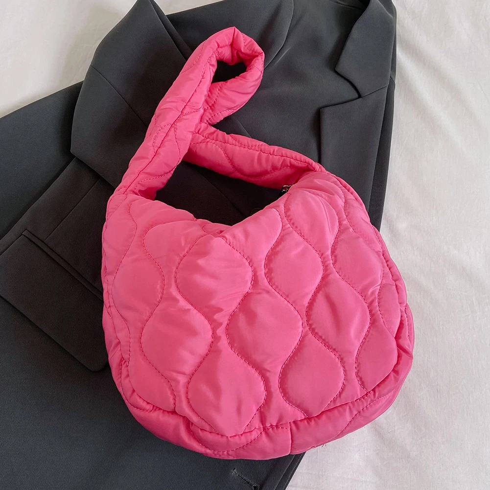 

Women Puffer Bag Lightweight Padding Shoulder Bag Versatile Down Tote Handbag Large Capacity Casual Zipper Shopping Purse