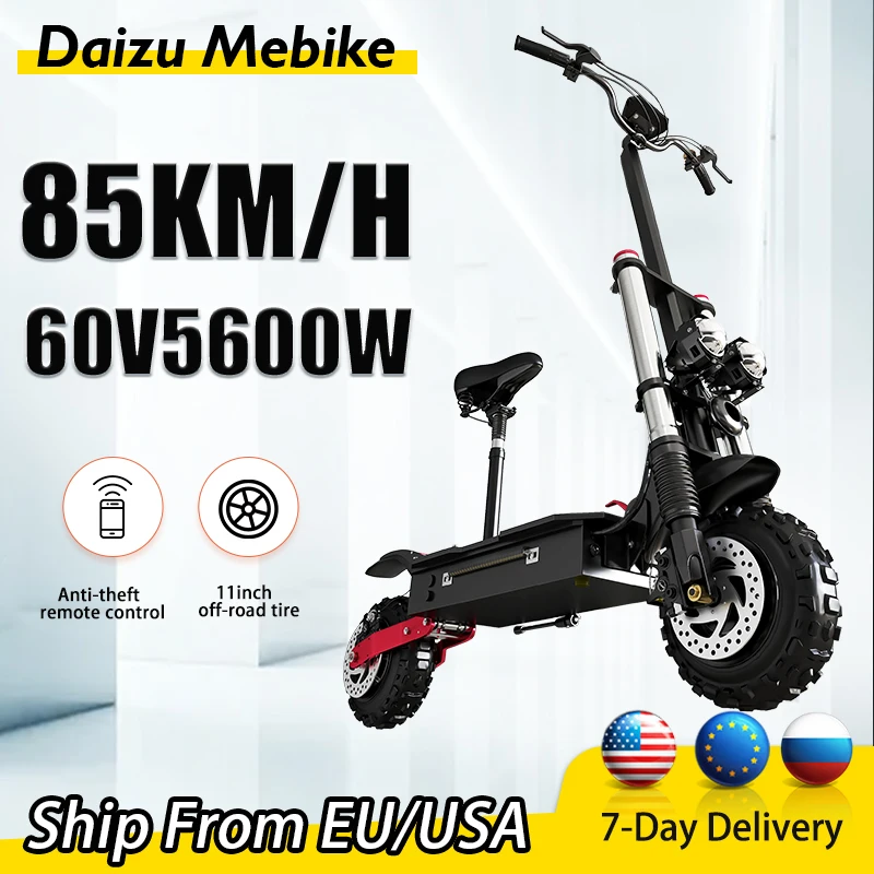 

11'' Electric Scooters Adults 60V 30AH 100KM 5600W Powerful Dual Motor Electric Scooter Foldable Fat Tire Off Road Fast Speed