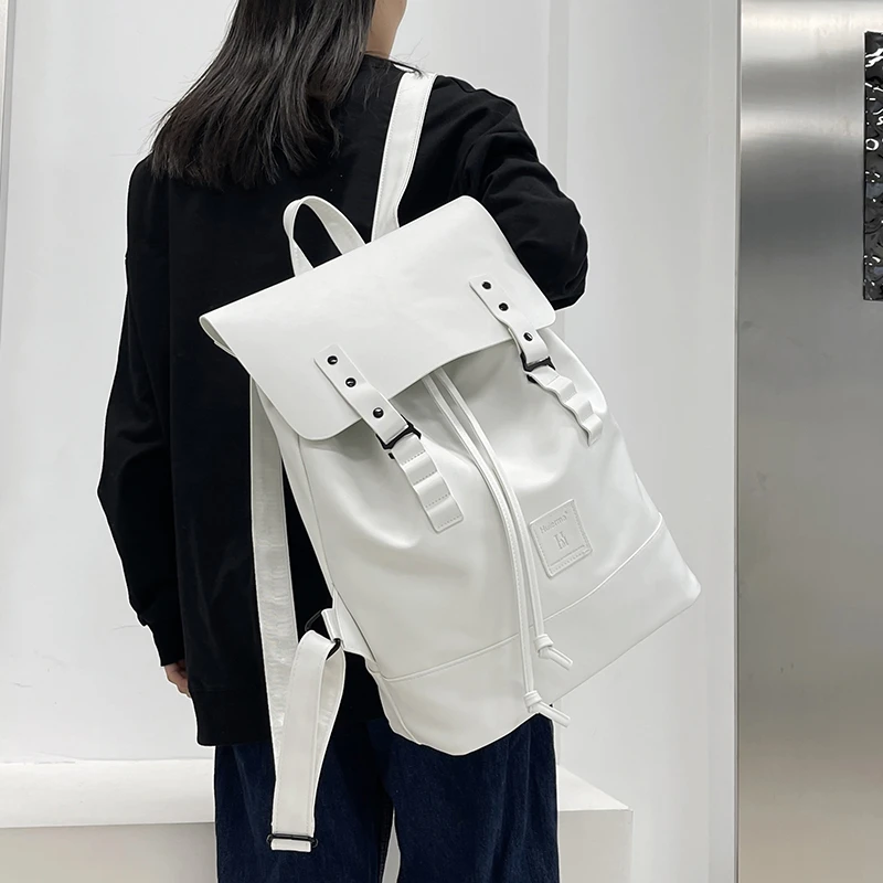 

Модный рюкзак на шнурке унисекс, высококачественный мягкий кожаный женский рюкзак, простой однотонный дизайнерский дорожный рюкзак, школьный рюкзак