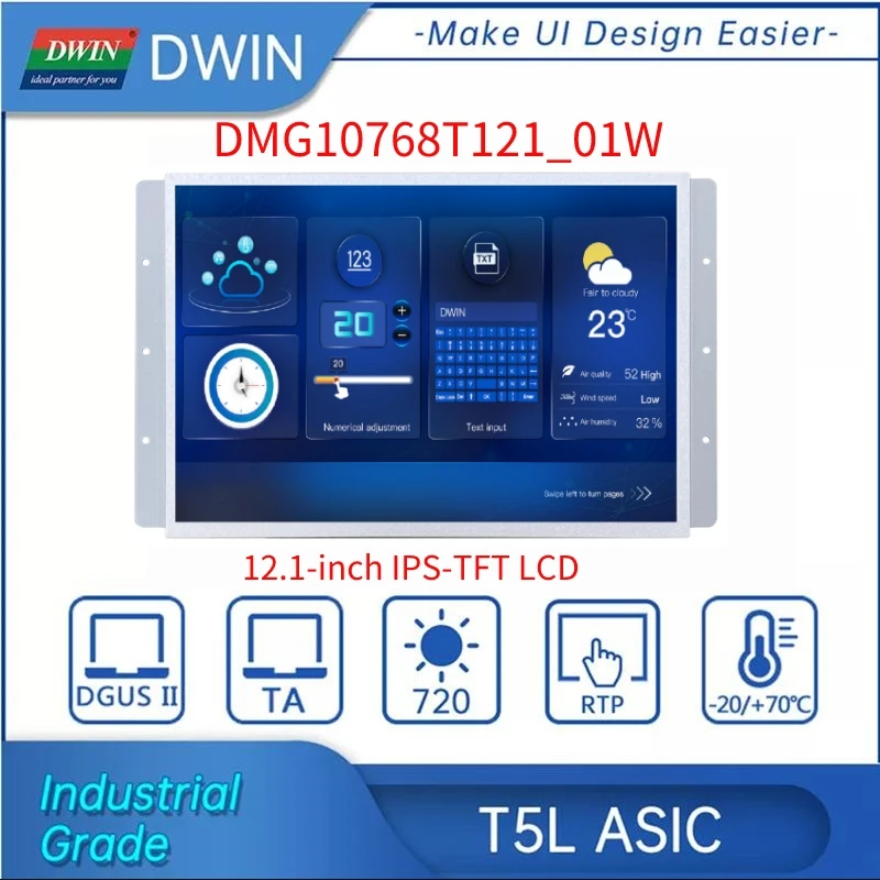 

DWIN 12.1 Inch Screen 1024*768 Pixels Industrial Grade 16.7M Color HMI IPS TFT LCD Display Touch Panel Smart UART LCM RS232/TTL