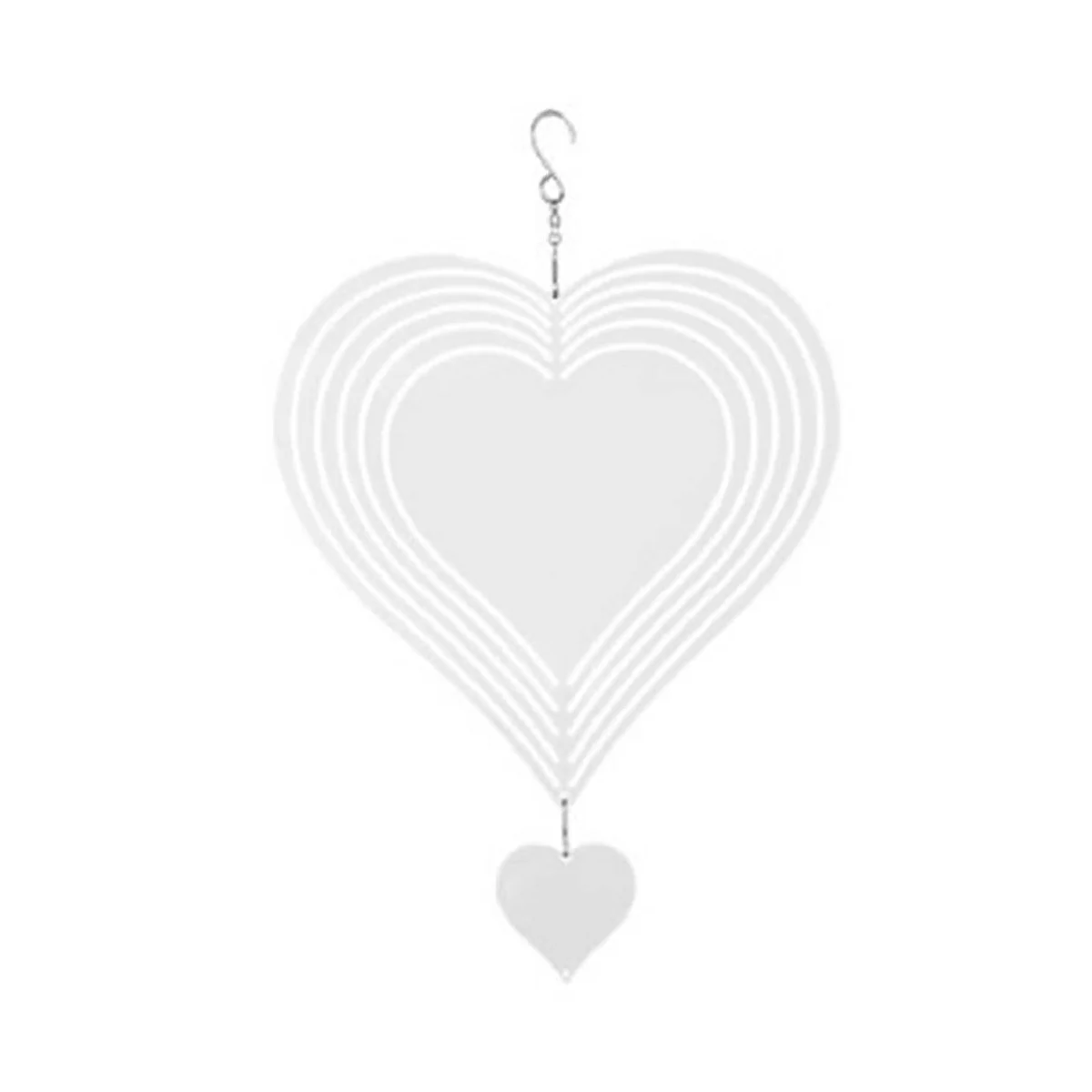 

Вращающаяся колокольчик ветра в форме сердца, украшение для сада, чистый двухсторонний колокольчик с сублимационной печатью «сделай сам»