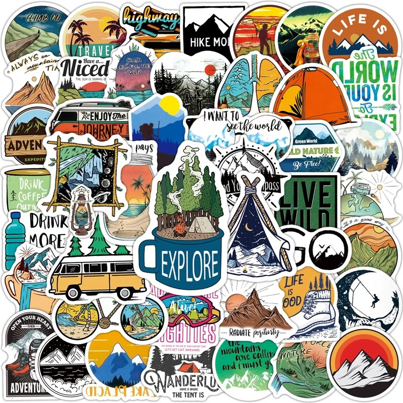 

10/30/50/100PCS Cute Outdoor Camping Sticker Aesthetic PVC Korean Decoration Children's Stationery Scrapbooking School Supplies