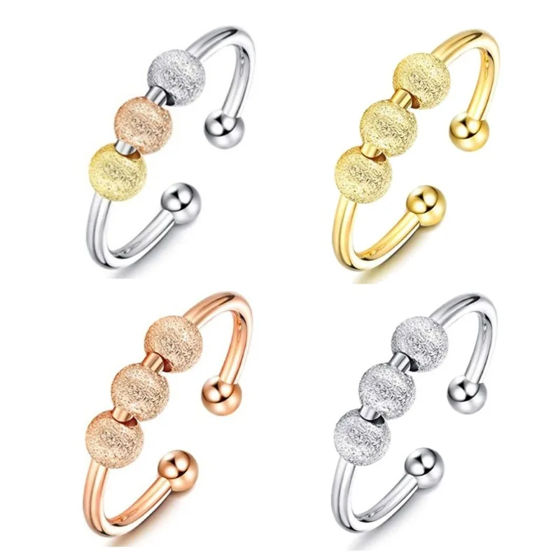 

Women Finger Tail Rings Stress Relief Anxiety Rings for Women Open Adjustable Ring Beads Can Be Turned YLQ1214