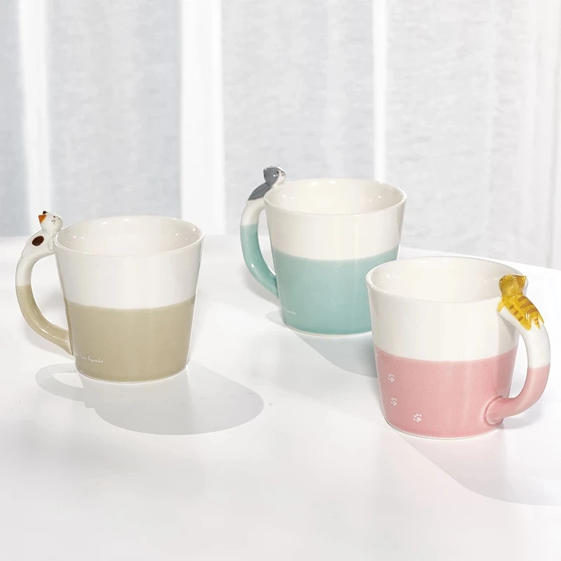 

Japanese Three-dimensional Cat Ceramic Cup Pink Cartoon Cat Coffee Cup Drinking Water Cute Creative Mug Cups