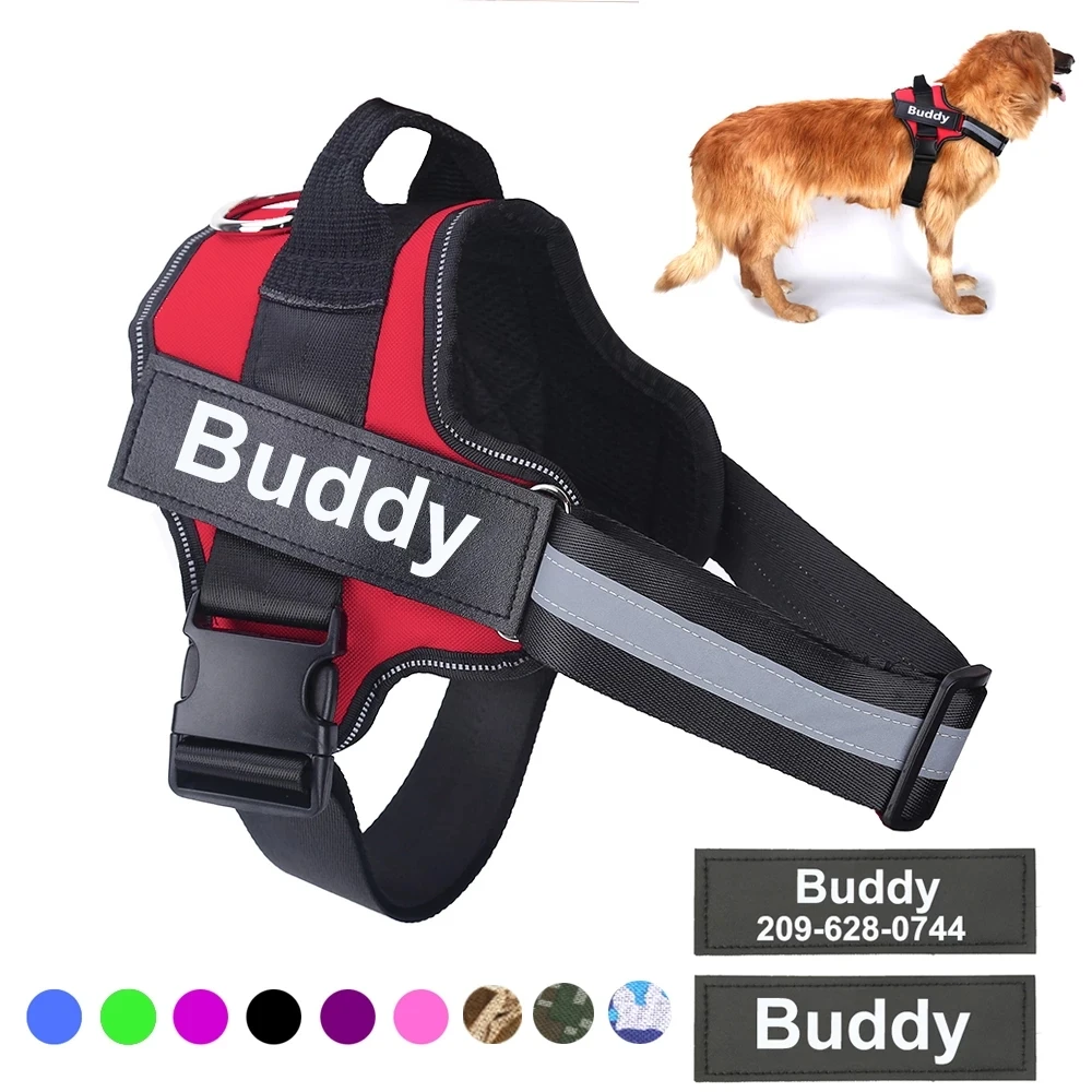 

New Personalized Dog Harness Reflective Breathable Adjustable Pet Harness Vest for Small Large Dog Custom Patch Pet Supplies