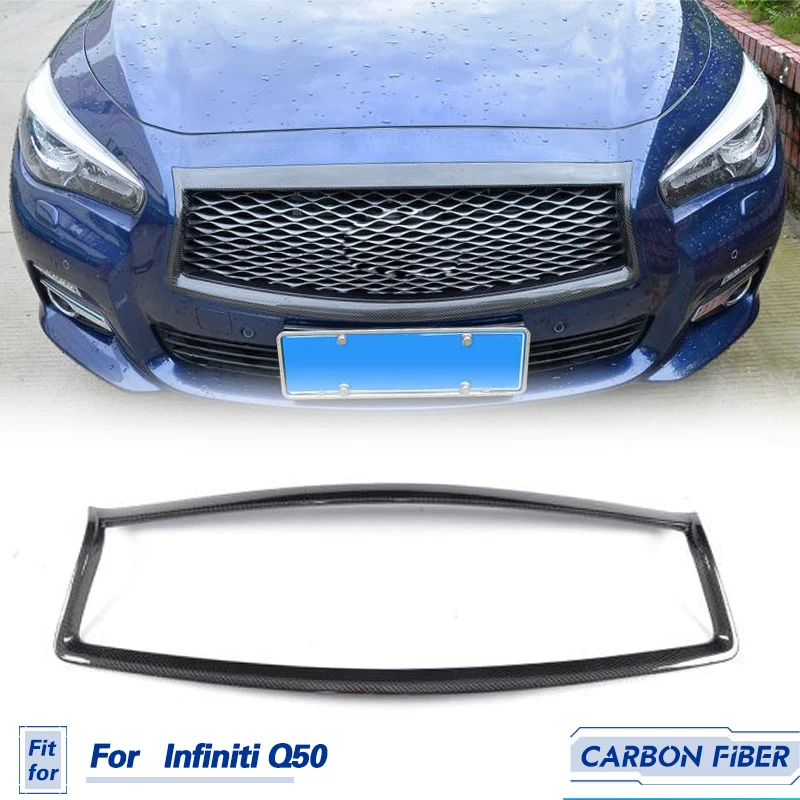 

Car Front Grill Frame Mesh Trim Cover Carbon Fiber for Infiniti Q50 Sedan 4-Door 2014-2017 Racing Grill Outline Moulding Cover
