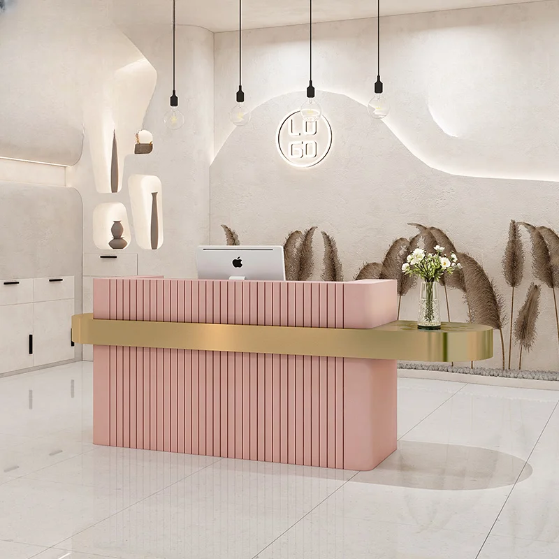 

The company's front desk reception desk is simple and modern, clothing store small cash register light luxury beauty salon bar