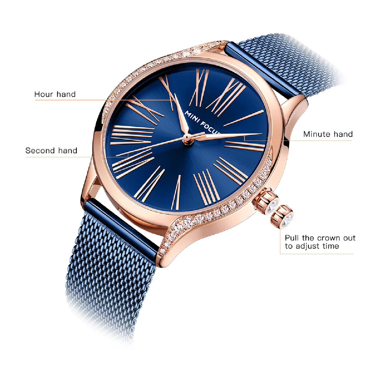 MINI FOCUS Women Watches Luxury Brand Quartz Watch Womens Fashion Casual Dress Simple Watch Waterproof Ladies Clock Reloj Mujer enlarge