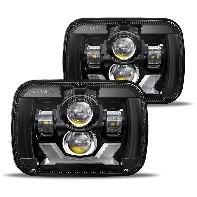 

NEW-2 Pack 180W LED Headlights, 5X7 7X6 Headlights with DRL Turn Signal for Jeep Cherokee XJ Wrangler YJ Ford Chevy GMC