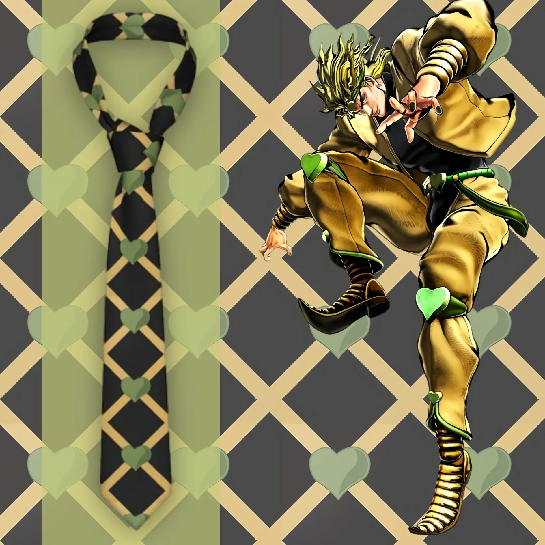 Jojos Bizzare Adventures Dio Brando Tie Cosplay Diego Heart Polyester Silk Printed Neck Ties Accessories For Man Blouse Cravat