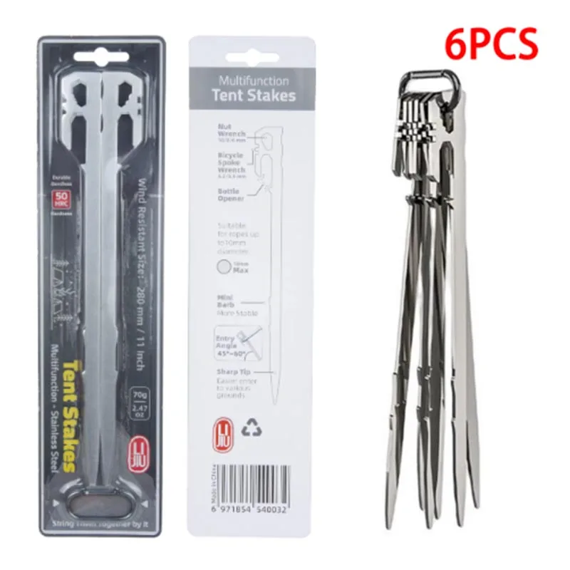 6 Шт. Колышки Для Палатки Кемпинговой 28 См Садовые Гвозди Из Нержавеющей Стали