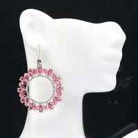 54x35mm luxury rich bohemia design raspberry rhodolite garnet violet tanzanite white cz gift for girl daily wear silver earrings