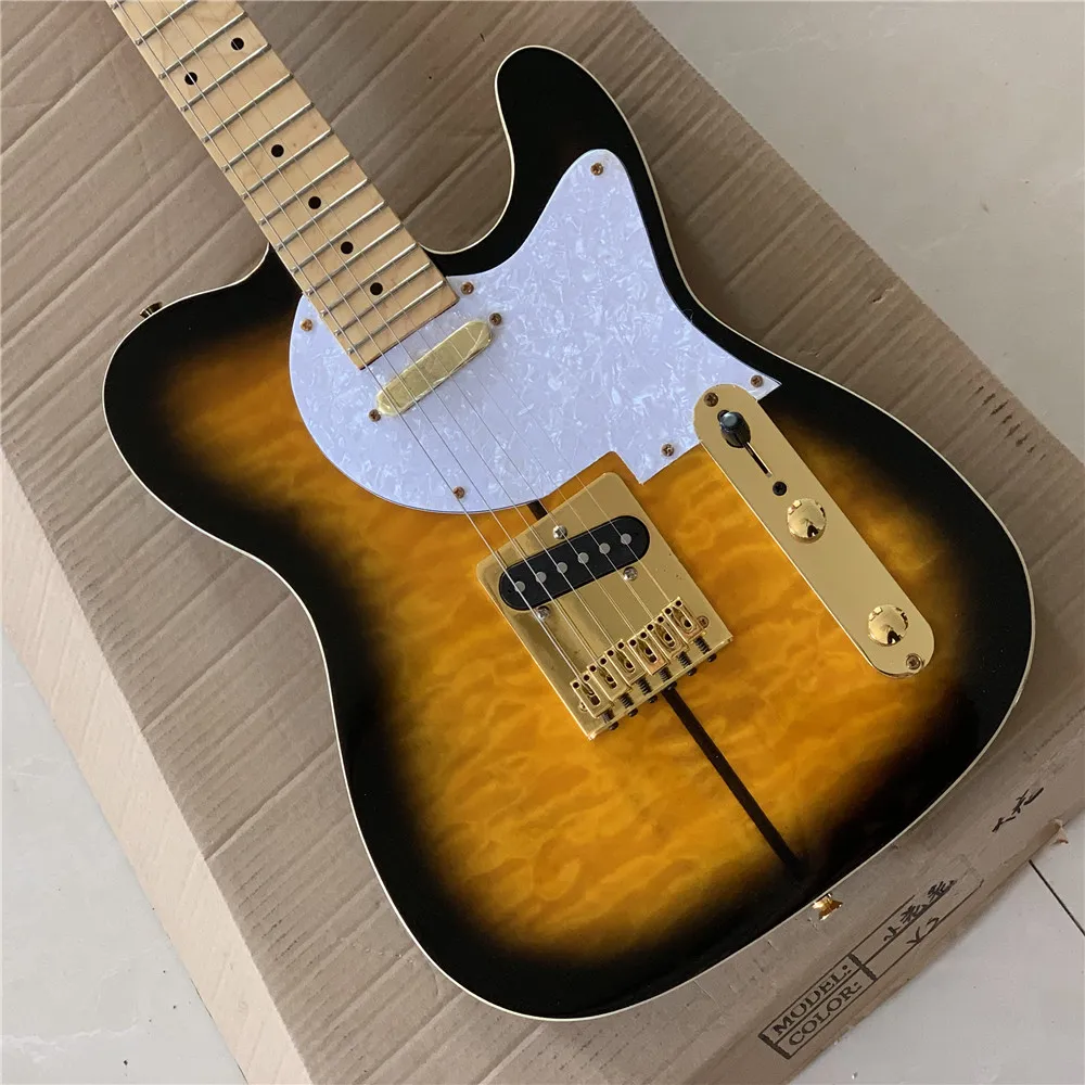 

Factory store, TL Sunburst custom electric guitar, signature gold hardware guitar, shell guard guitars guitarra