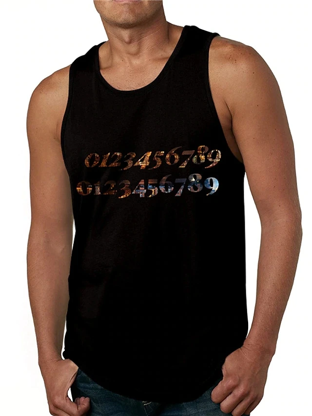 Майка мужская с круглым вырезом тенниска 3D-принтом майка без рукавов