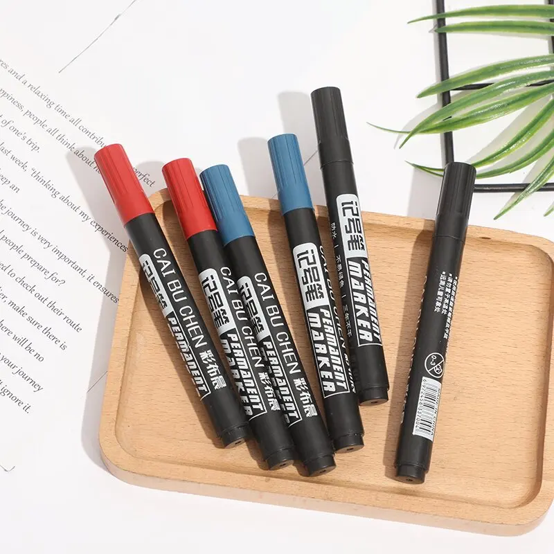 

6pcs Permanent Paint Marker Pen Fine Point Waterproof Ink Thin Nib Crude Nib Black Ink Color