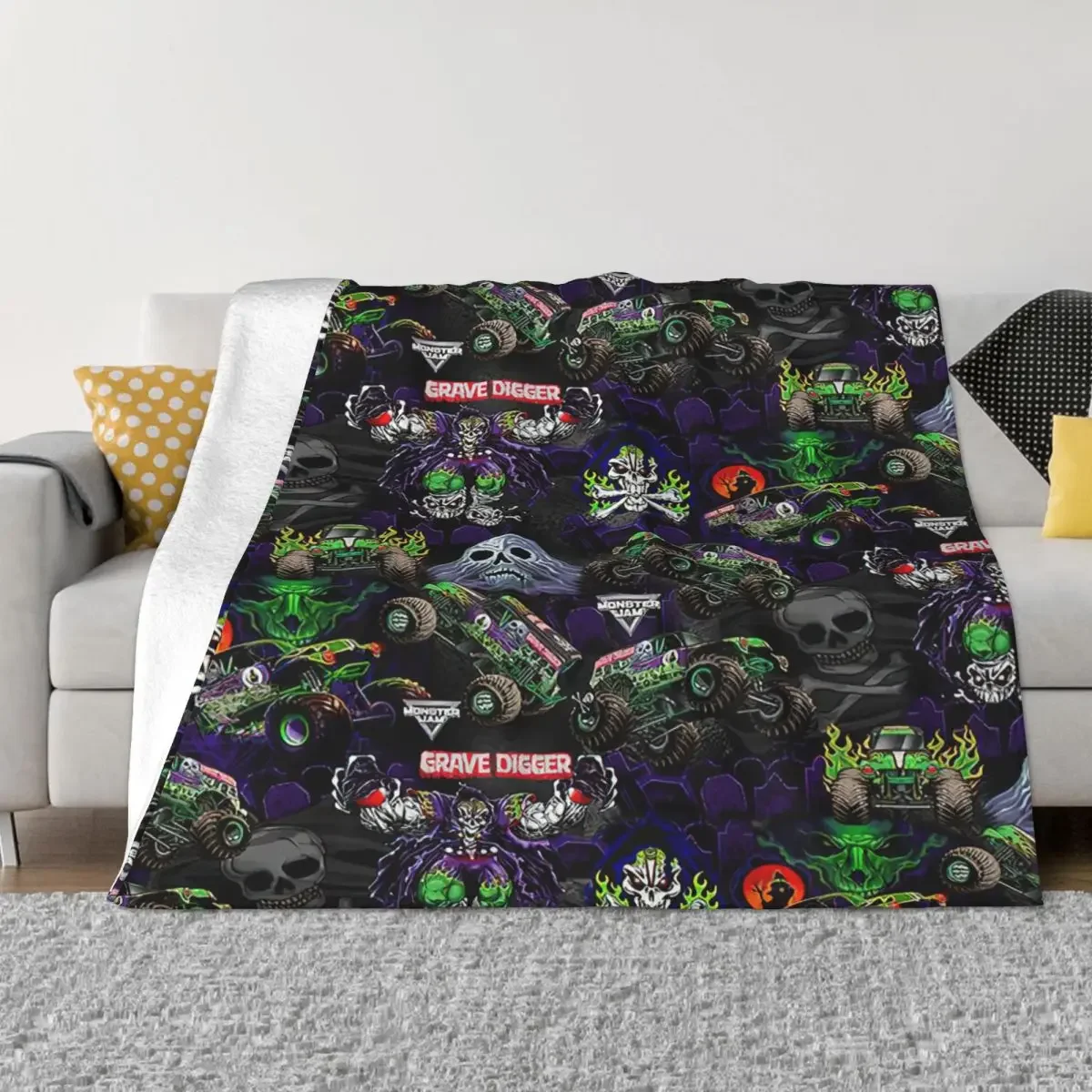 Детское Флисовое Теплое Многофункциональное Плед Monster Jam — Тонкое Мягкое Одеяло