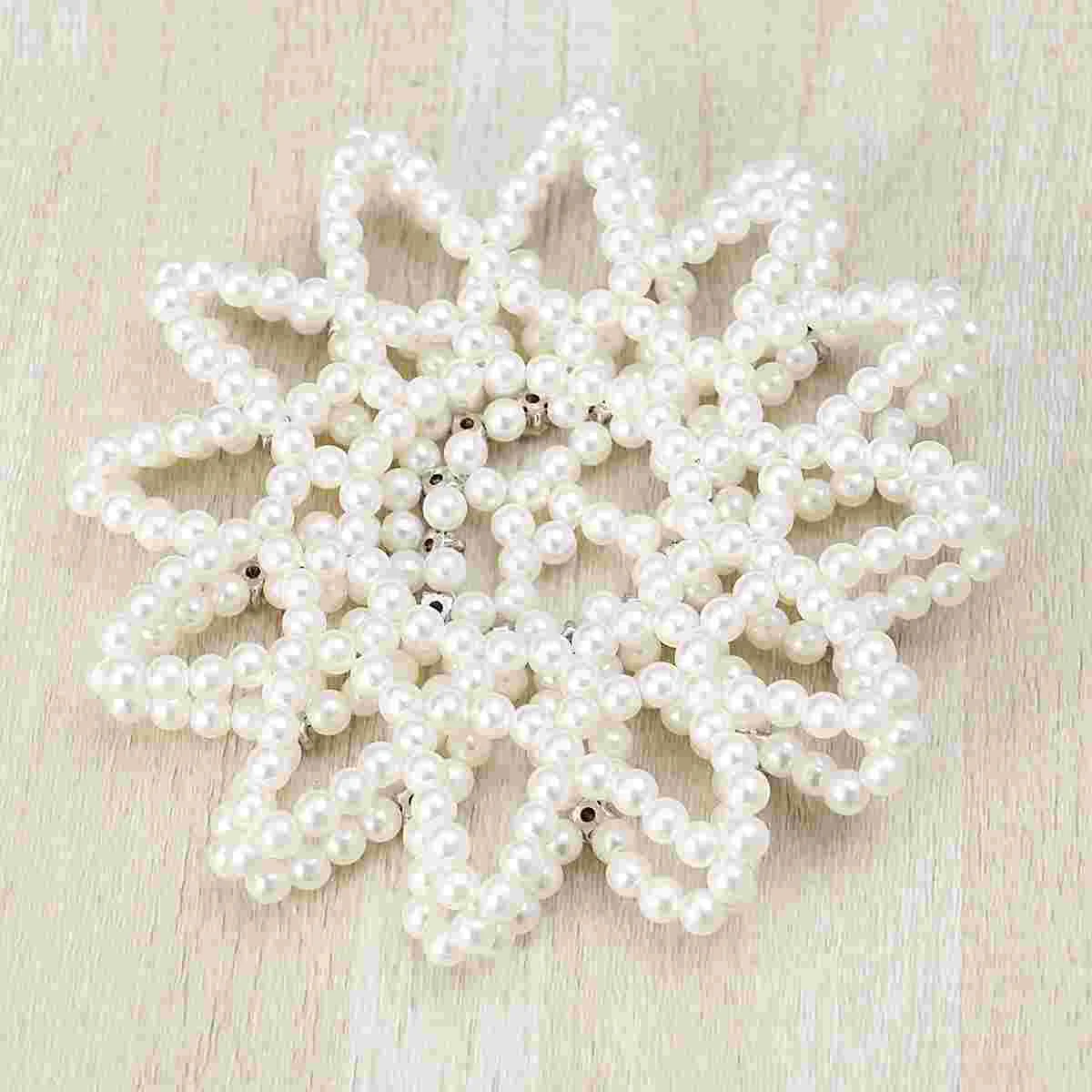 

Elastic Hair Snood Net Handmade Crochet Pearl Hairnet Heardress for Dance Performance (White)