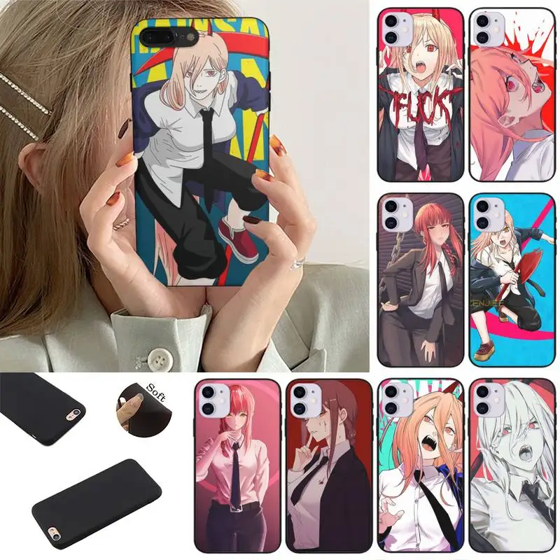 

Chainsaw Man Makima Power Phone Case for iPhone 13 11 12 Pro Max mini 7 8 6 Plus XR X XS se phone Cover