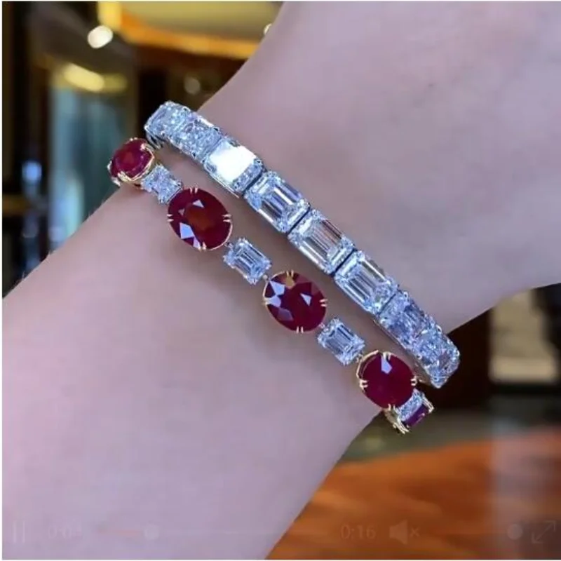 

Valuable Emerald Cut Lab Diamond Bangle Bracelet 14K Gold Engagement Wedding Bracelets For Women Bridal Birthday Party Jewelry