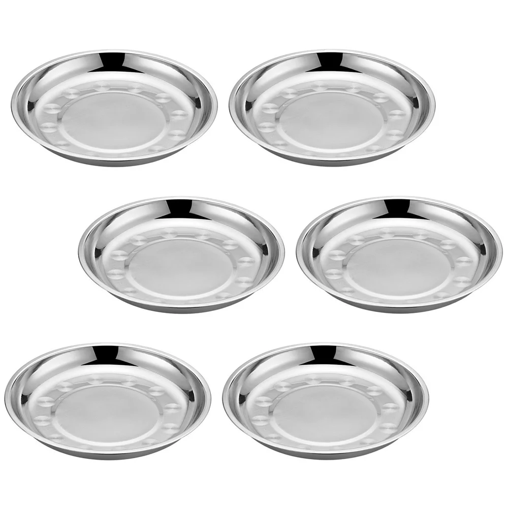 

6Pcs Party Fruit Holders Home Stainless Steel Plates Premium Mixing Salad Containers (Silver)