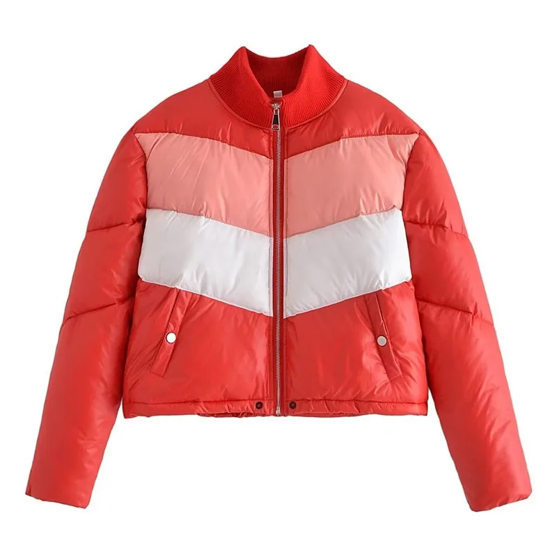 

Autumn and Winter European and American Ins Style Faux Leather Down Padded Bubble Cotton Thick Warm Puffer Jacket Women's Coat
