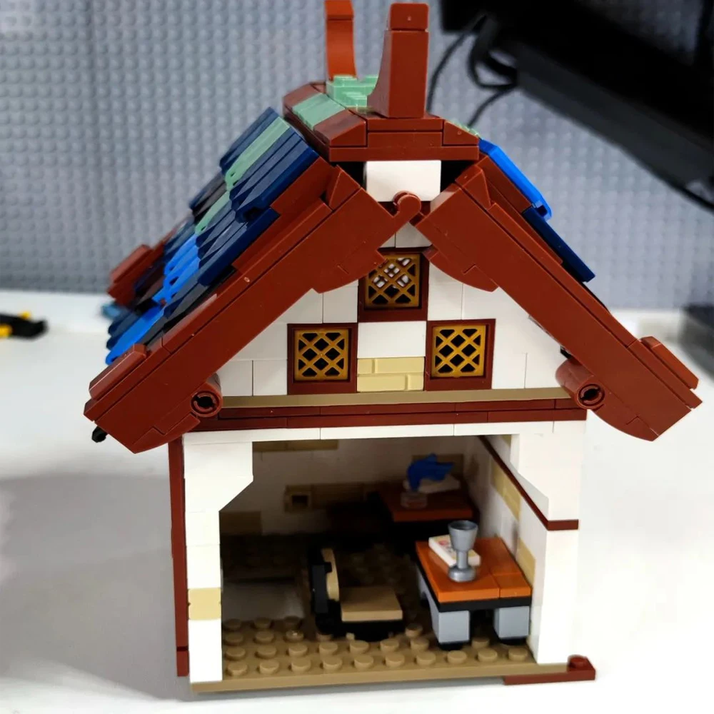 Цена UG 50105 креативный эксперт Moc средневековый город стабильный замок слесарный уличный вид блоки модульная модель строительные блоки игрушки ...