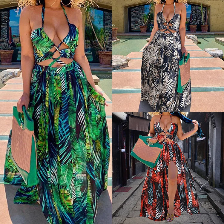 

Женское шифоновое платье на бретельках, модное пикантное платье без рукавов с принтом, Новинка лета 2023