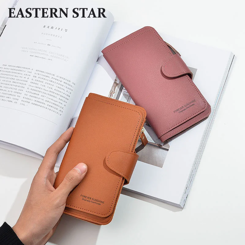 

Wallet Women's long Japanese and Korean solid color buckle thin multi card zero wallet multi-function large capacity hand purse