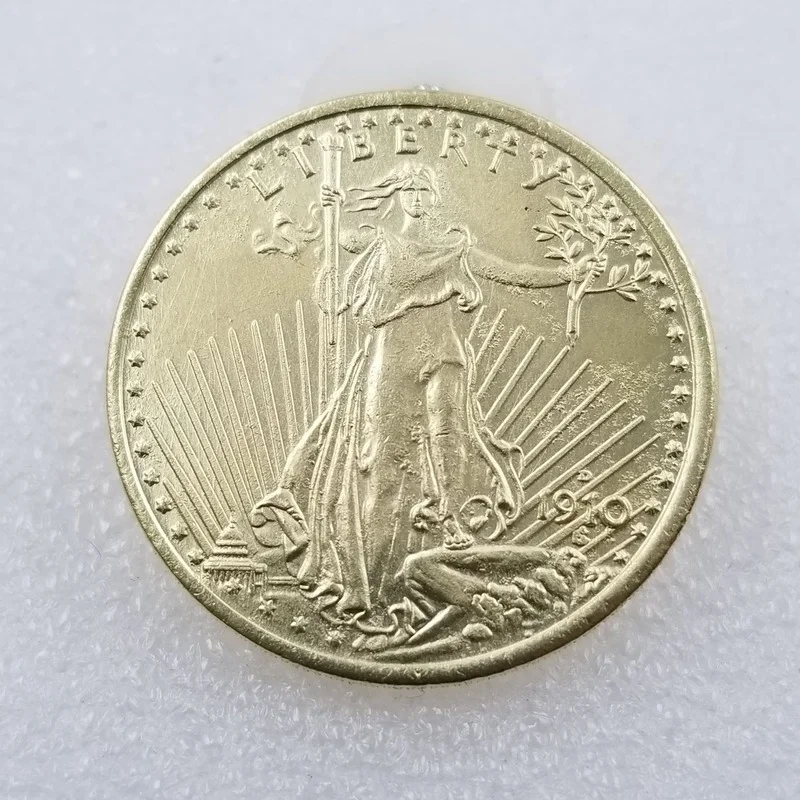 

American 1910 D Version 20 Dollars Brass Gold-plated Commemorative Collectible Coin Gift Lucky Challenge Coin
