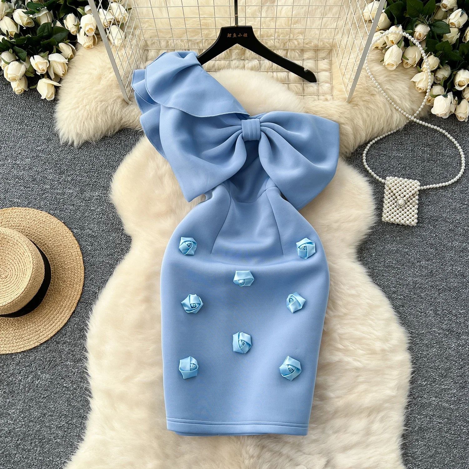 Женское винтажное платье с диагональным воротником и рюшами на рукавах