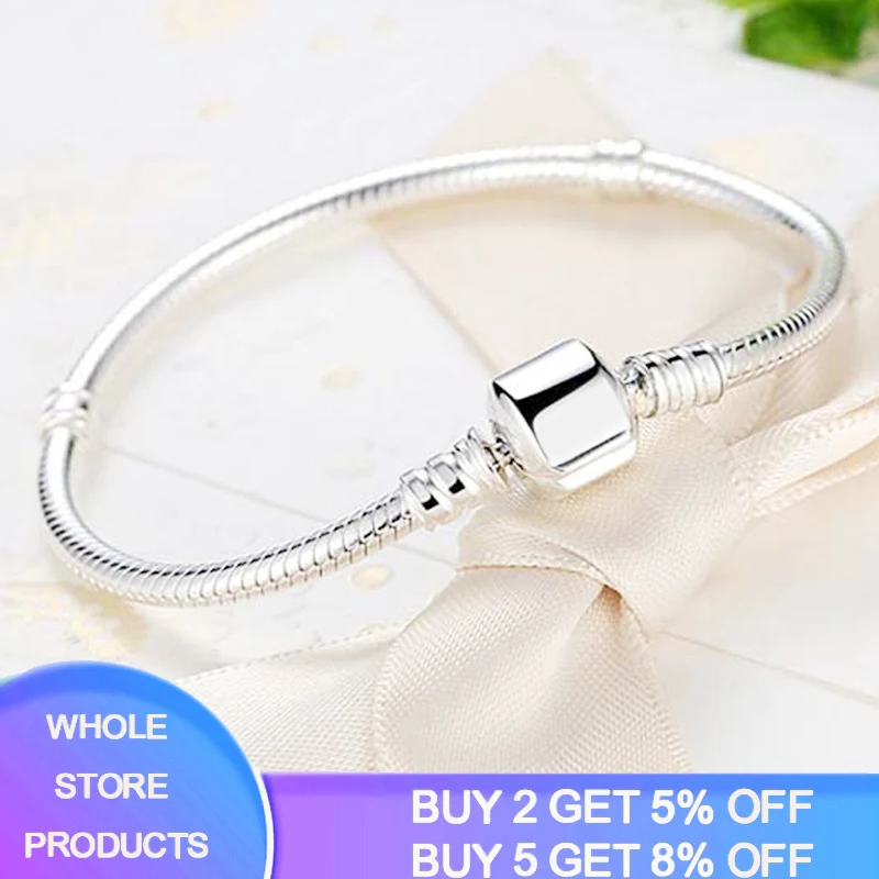 

YANHUI Original Tibetan Silver Bracelet 3mm Soft/Smooth Snake Chain Bracelet Fit Hand Made Beads/Charms Bracelet