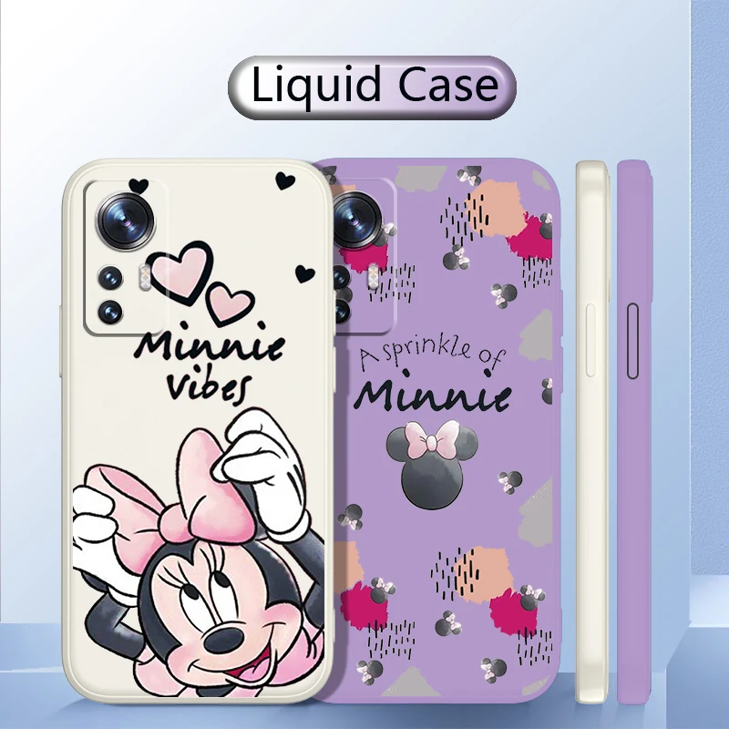 

Minnie Mouse Pink Baby Phone Case For Xiaomi Mi 12 11 11T 10 10T 9 9SE Lite Pro Ultra A3 Liquid Rope Candy Color Cover Fundas