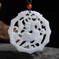 hot selling natural hand carve jade hollow zodiac horse necklace pendant fashion jewelry accessories men women luck gifts
