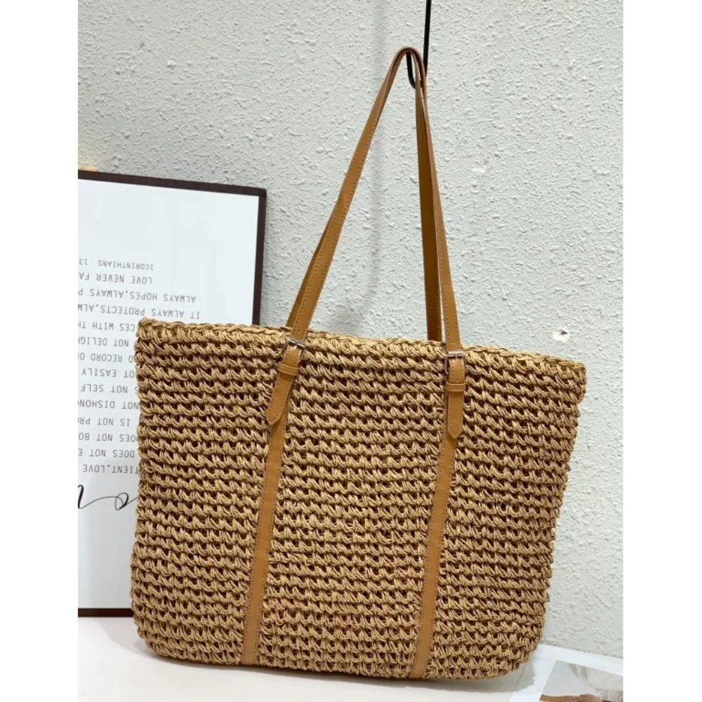 Новая соломенная сумка-тоут большой емкости трендовая пляжная тканая сумка