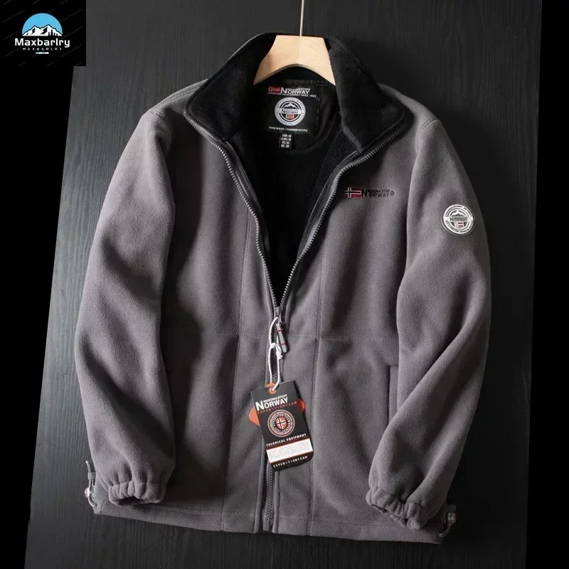 Новинка 2024 зимняя утепленная флисовая мужская куртка с карманами повседневные