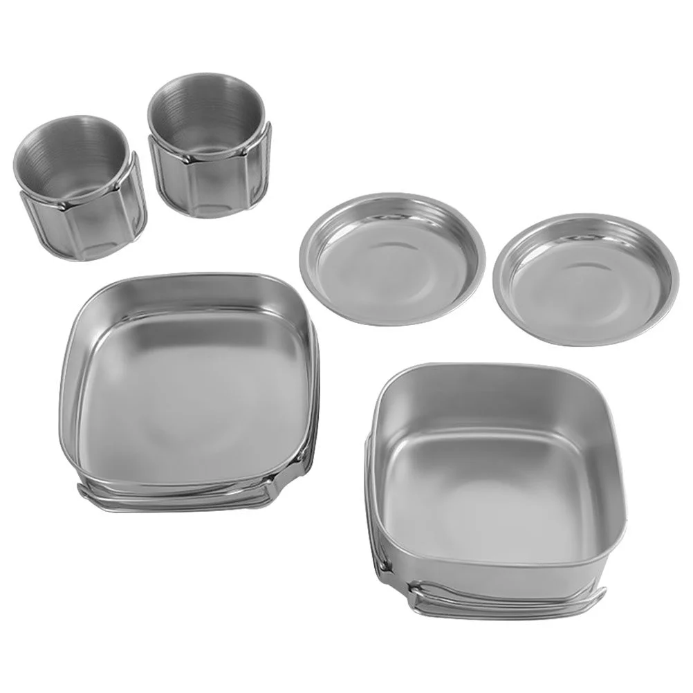 

Stainless Steel Camping Cutlery Cookware Kit Jacketed Kettle Pot Outdoor Cooking Pan Tableware Travel Picnic