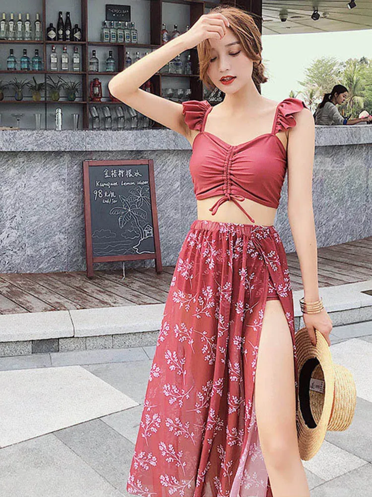 Набор танкини в Корейском стиле купальный костюм для женщин пикантные бикини с