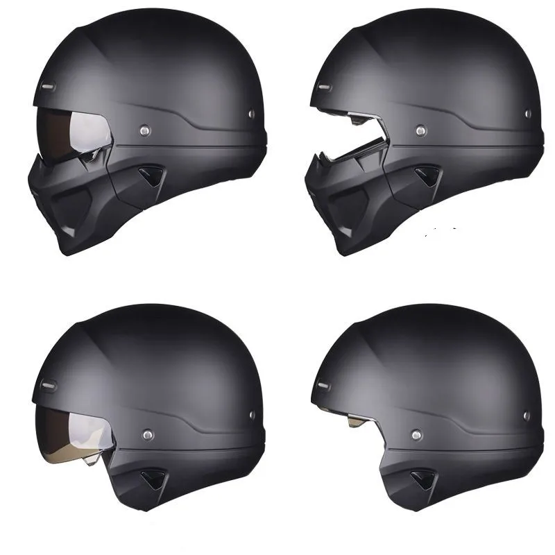 

Vintage Motocross Motorcycle Retro Cafe Racer Vespa Open Kask Full Face Casco Modular Moto Helmet Dot Black S M L XL