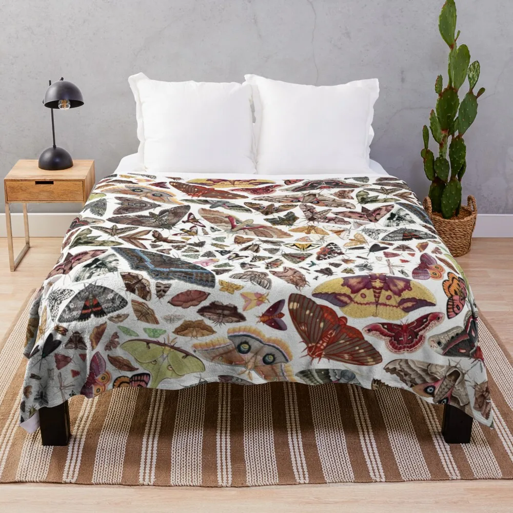 

Moths of North America Pattern Throw Blanket Heavy Blanket Blankets For Bed Furry Blankets