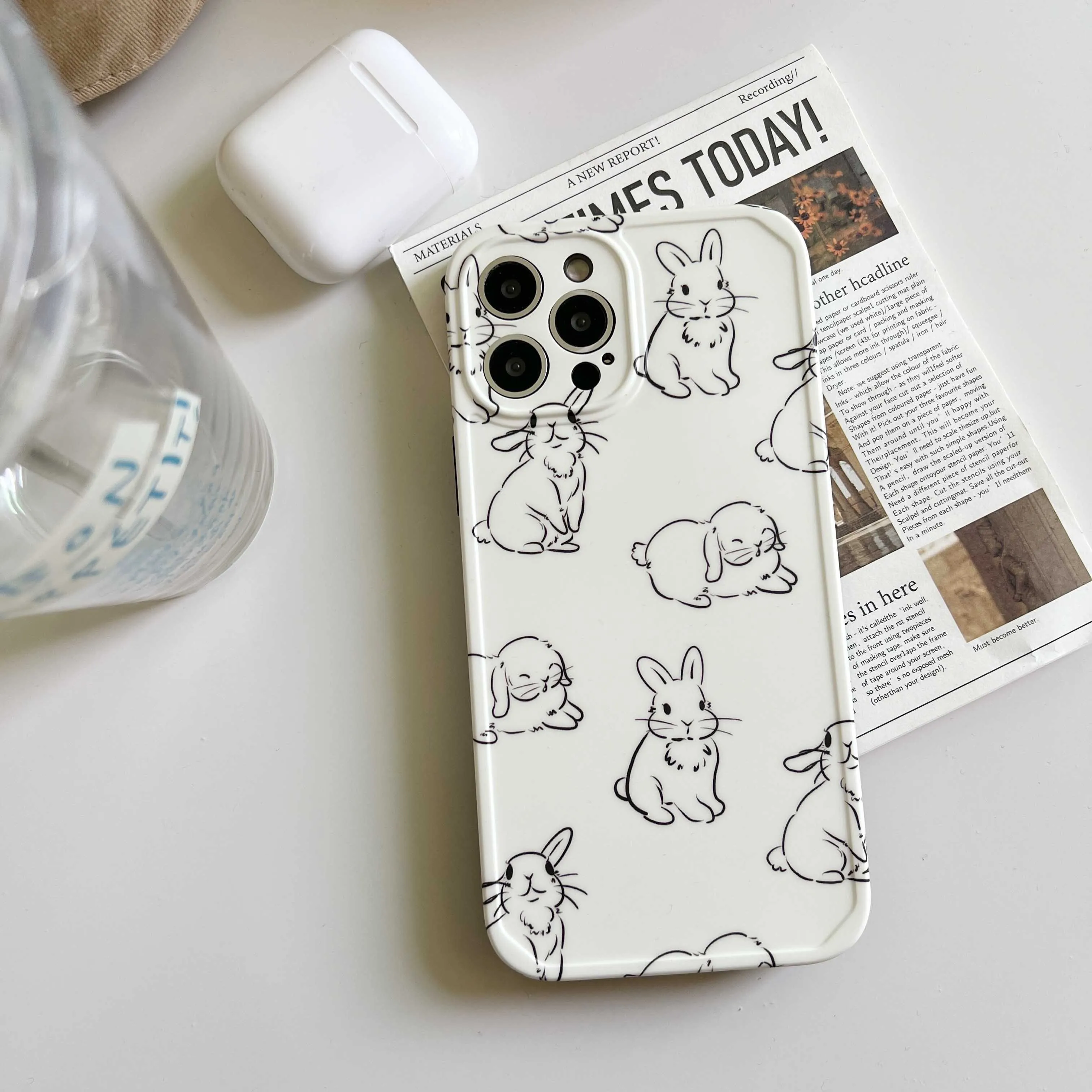 

Simple Line Rabbit Funny Phone Case For Iphone 13Pro XR X XS XSMAX 7 8 Plus 11 12 13 14 Pro Max 12mini 11Pro Cover Cute Fundas