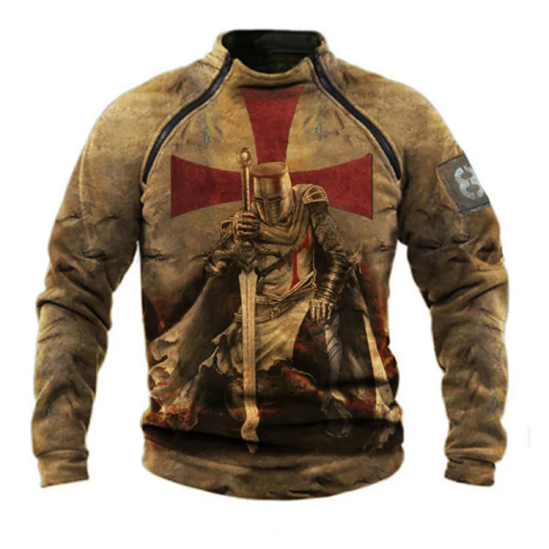 Толстовка мужская с длинным рукавом уличная одежда в стиле ретро принтом