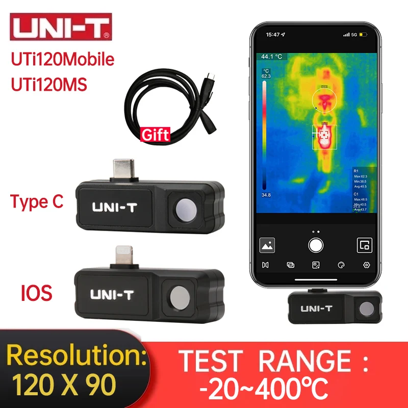 UNI-T Thermal Camera UTi120Mobile UTi120MS Floor Heating HVAC Electric PCB Circuit Detection Infrared Thermal Imager For Phone