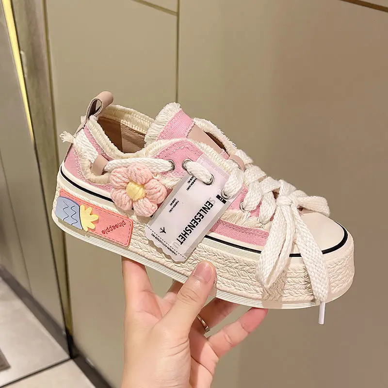 Shoes For Women Breathable Floral Canvas Shoes Thick Platform All-match Student Sneakers Zapatillas Mujer Zapatos Para Mujeres