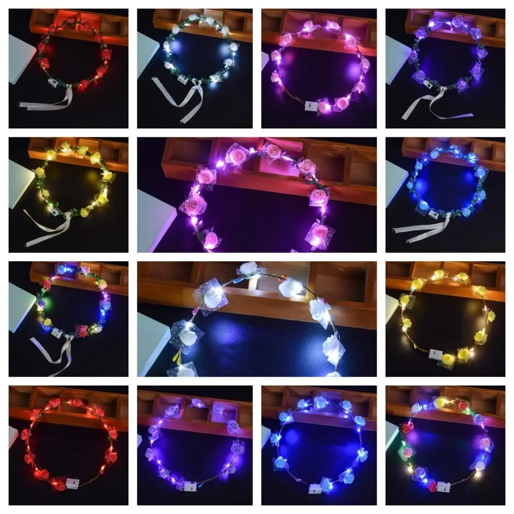 Головной убор с цветочным принтом повязка на голову цветком гирлянда светящийся