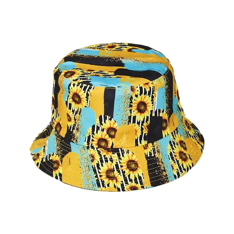 

Cotton Sunflower Print Bucket Hat Fisherman Hat Outdoor Travel Hat Sun Cap Hats for Men and Women 334