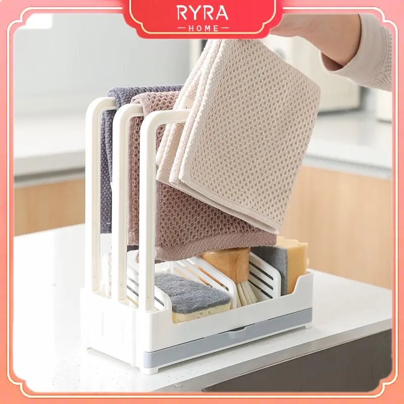 

Drain Filter Kitchen Hanging Pole Drip Cloth Rack Sponge Storage Sink Shelf Non Perforated Wall Mounted Multi-functional Tools