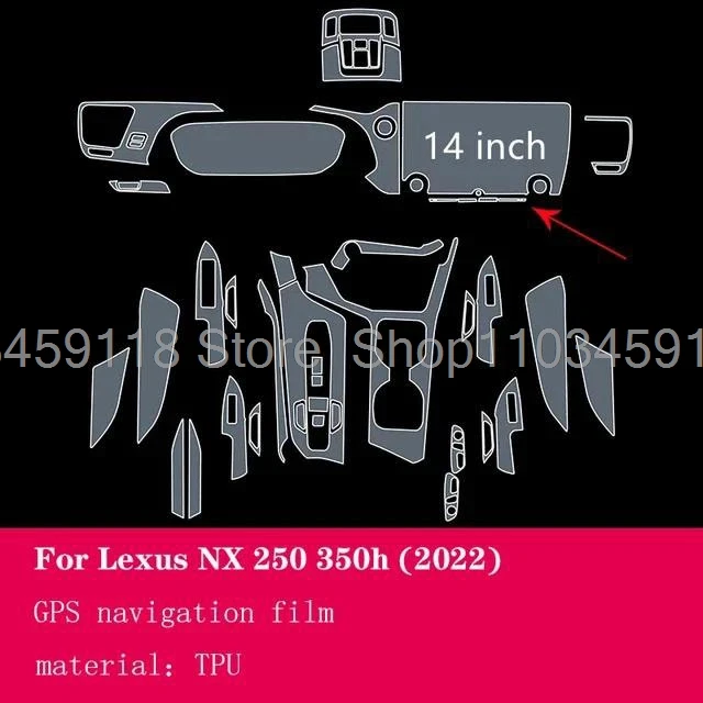 

Защитная пленка из ТПУ для Lexus NX 250 350h 2022-2023, салон автомобиля, центральная консоль, прозрачная пленка, аксессуары против царапин