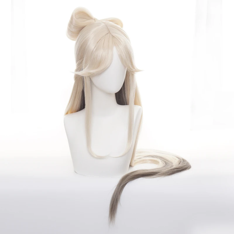 Парик для косплевечерние Game Genshin Impact Ningguang термостойкий синтетический волос 120 см