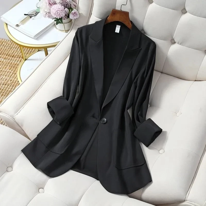

Suoversized Spring Autumn Office Lady Double Breasted Blazer Jackets for Women Solid Casual Suit Coat New Green Women Blazers
