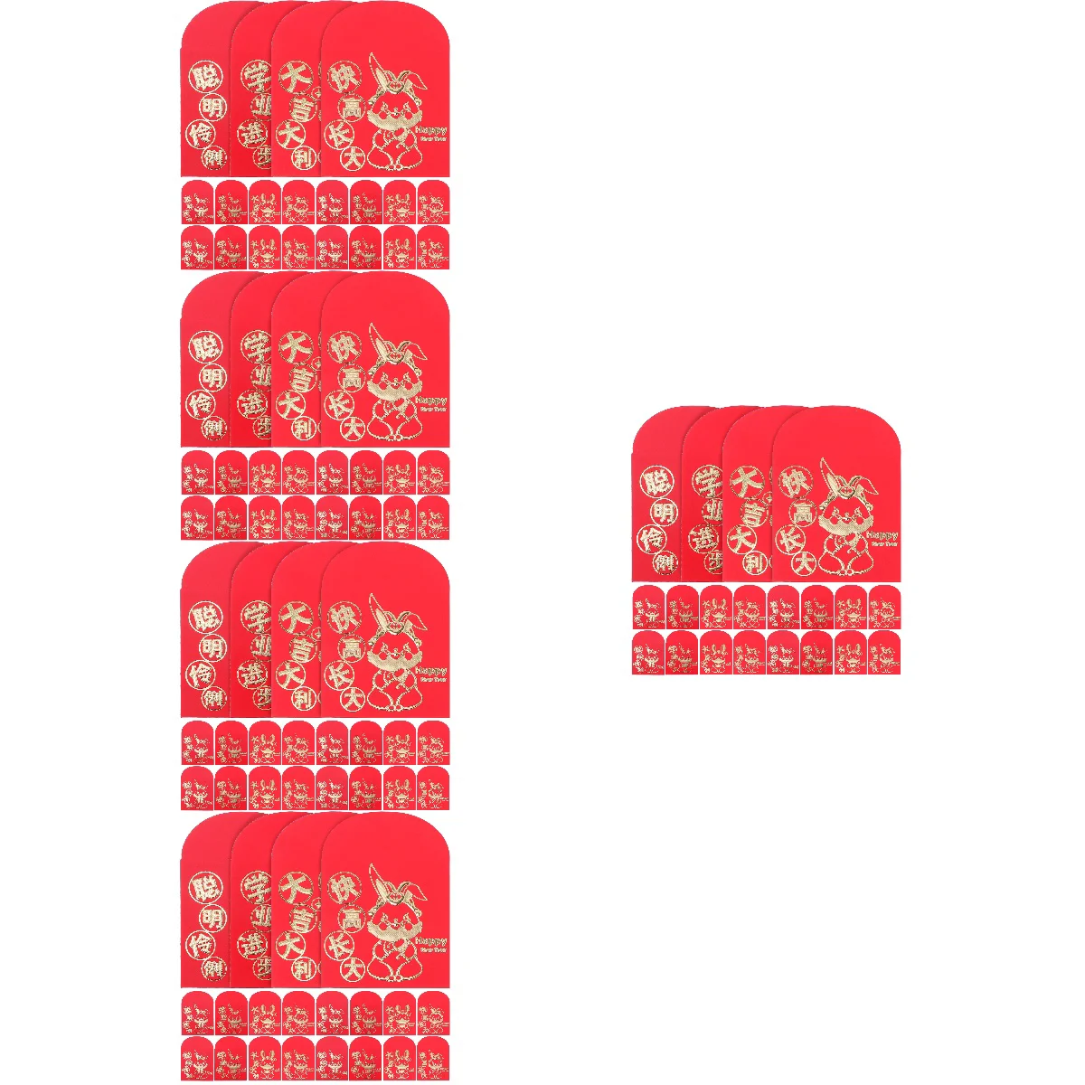 

240 Chinese Style Traditional Red Pocket Envelopes 2023 Bag New Year Rabbit Red Envelope